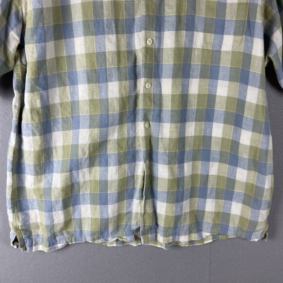 Britches of Georgetowne Linen Blend Shirt Mens XXL Plaid Button Up Short Sleeve - Picture 3 of 13